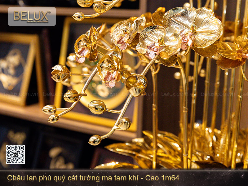 Chậu Lan Phú Quý Cát Tường Mạ Tam Khí Cao 1m64